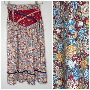 Vintage 70s Floral A-Line Cottagecore Prairie Skirt | Size XXS/XS